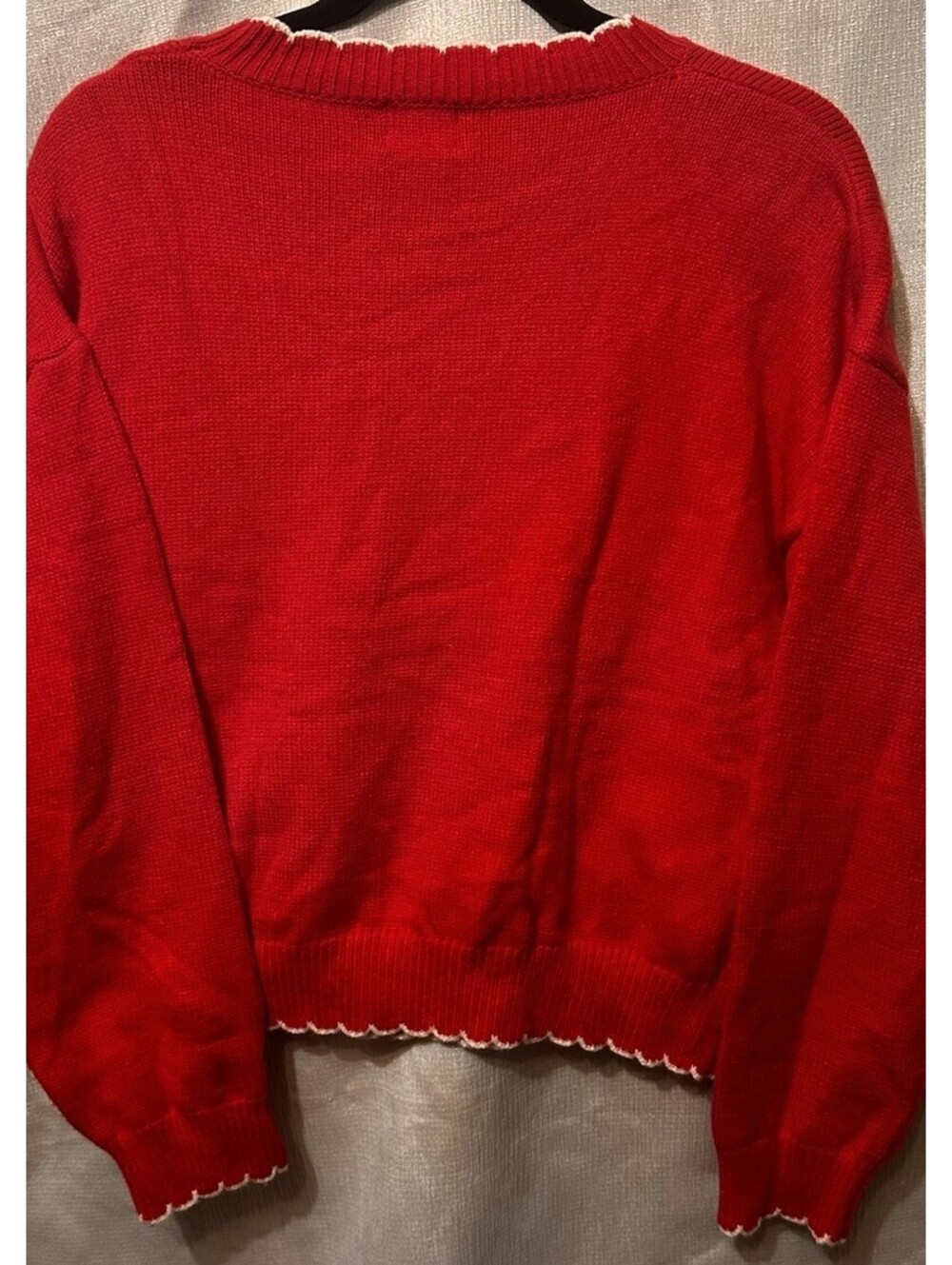 New Luna Ivy Red Sweater with White Swan Design, Size M - Picture 7 of 7